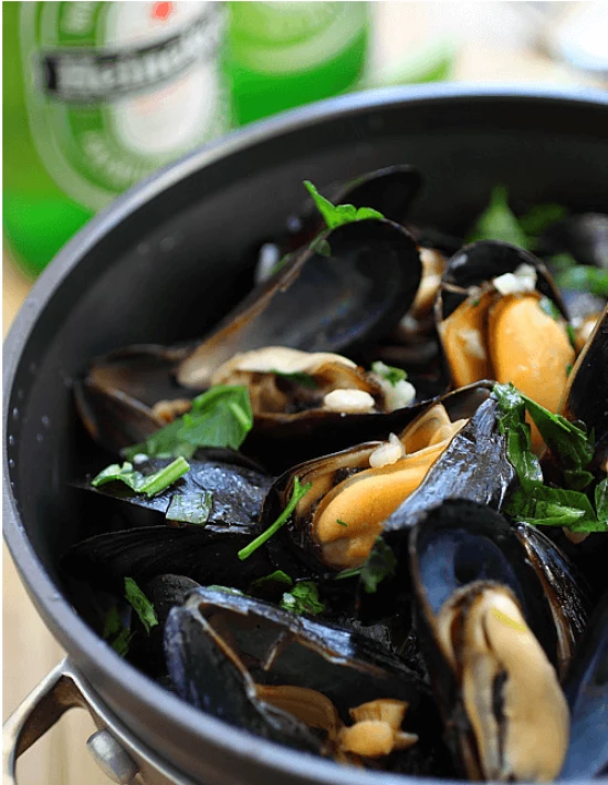 Beer Steamed Mussels