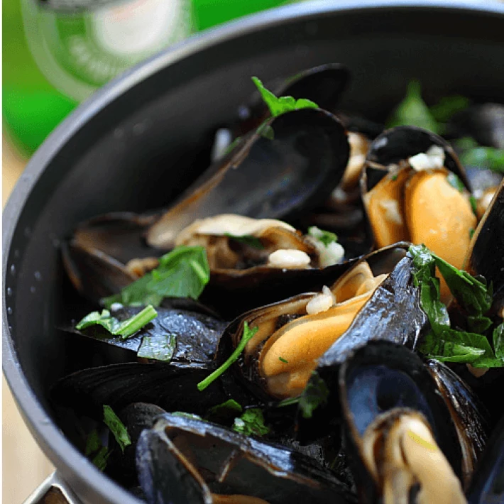 Beer Steamed Mussels